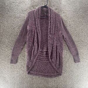 Eddie Bauer Sweater Womens Medium Purple Open Front Kint Cardigan Ladies Cotton
